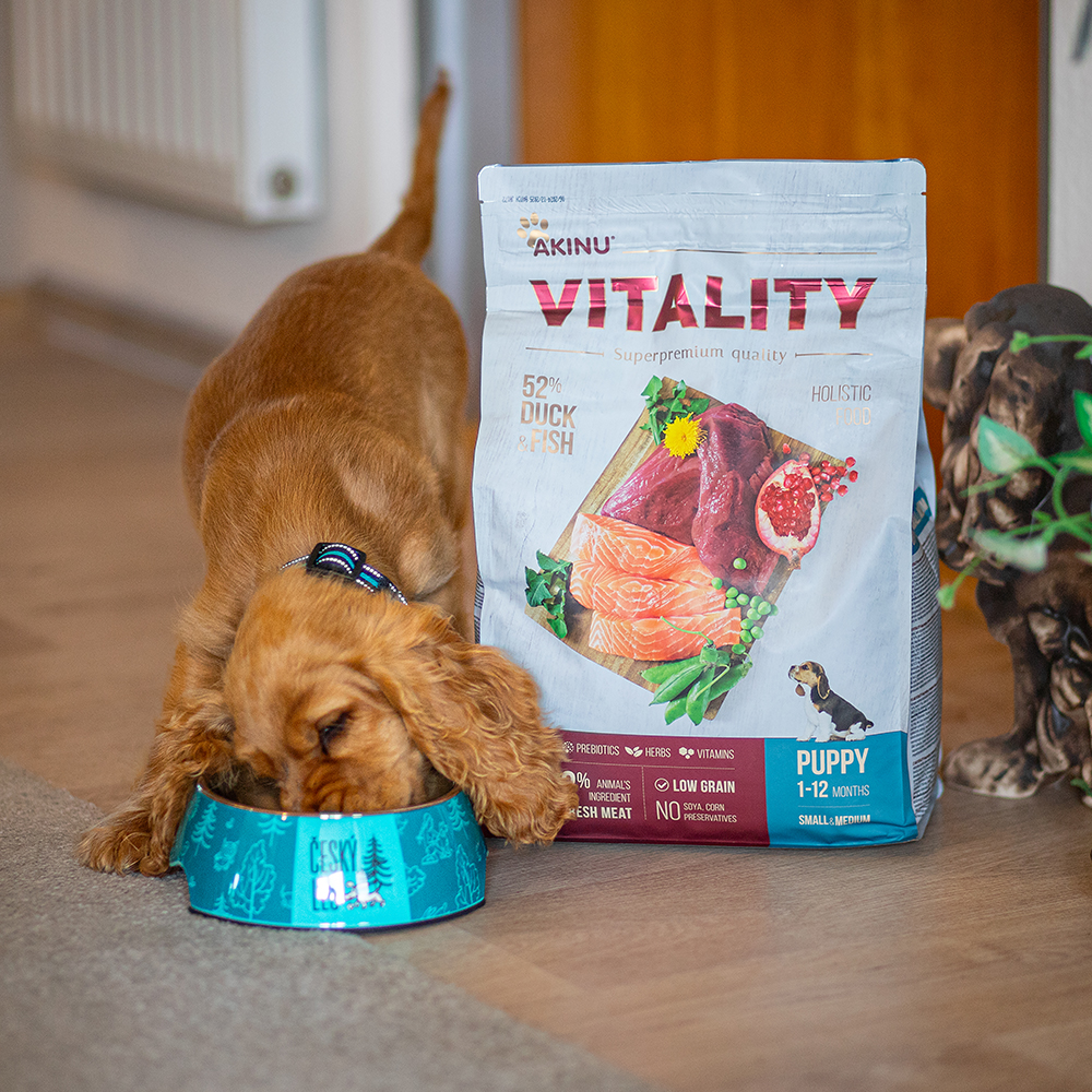 Akinu VITALITY dog puppy small/medium duck & fish 3kg Obrázek