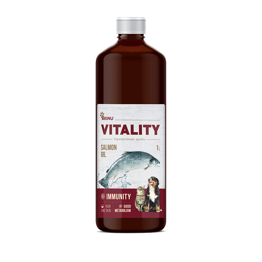 Akinu VITALITY Lososový olej doplněk stravy pro psy a kočky 1 l