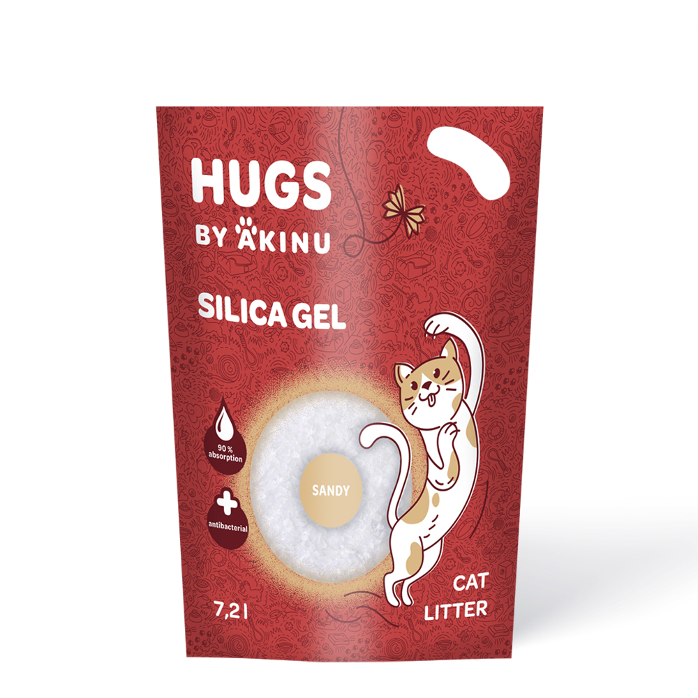 HUGS by Akinu Sandy Silika gel (jemný - 0,5 - 2 mm) stelivo pro kočky 7,2 l