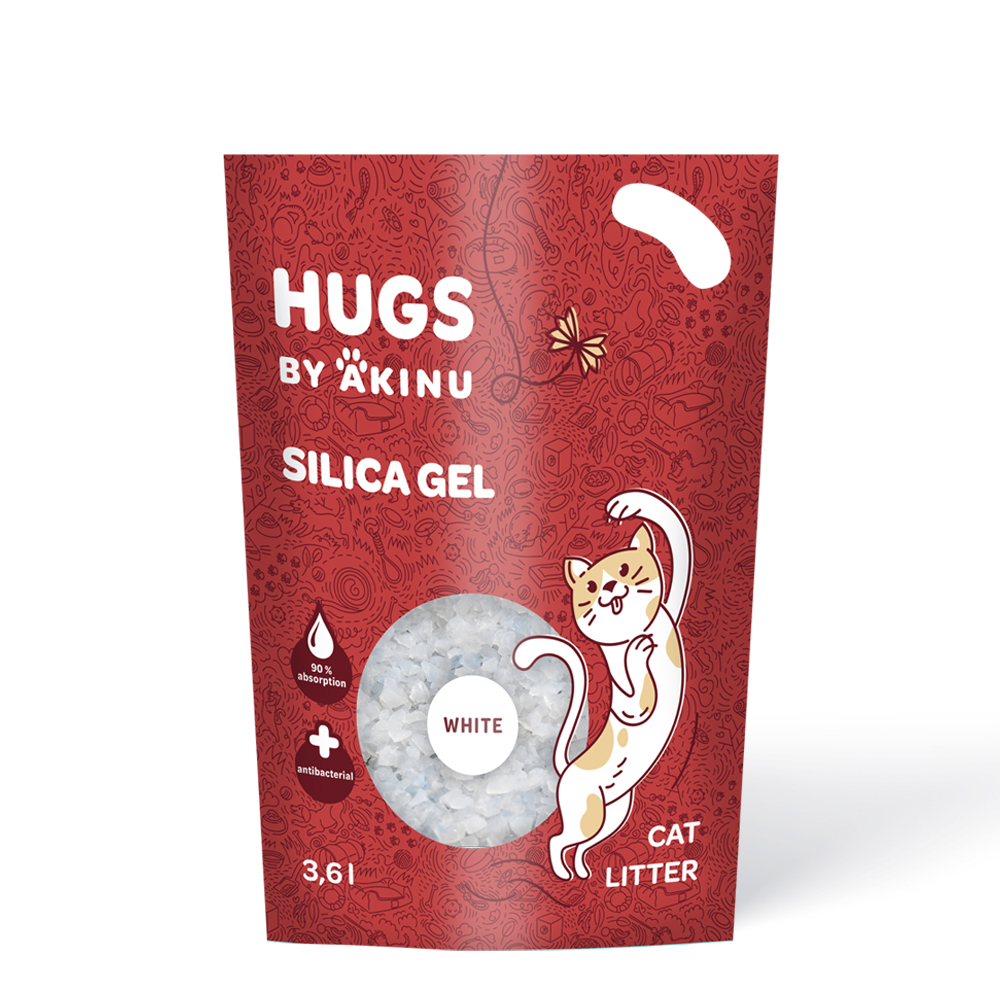HUGS by Akinu Silika gel bílý stelivo pro kočky 3,6 l