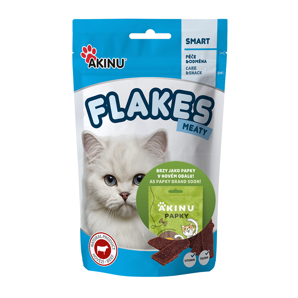 Akinu FLAKES Masové plátky pamlsek pro kočky 50 g