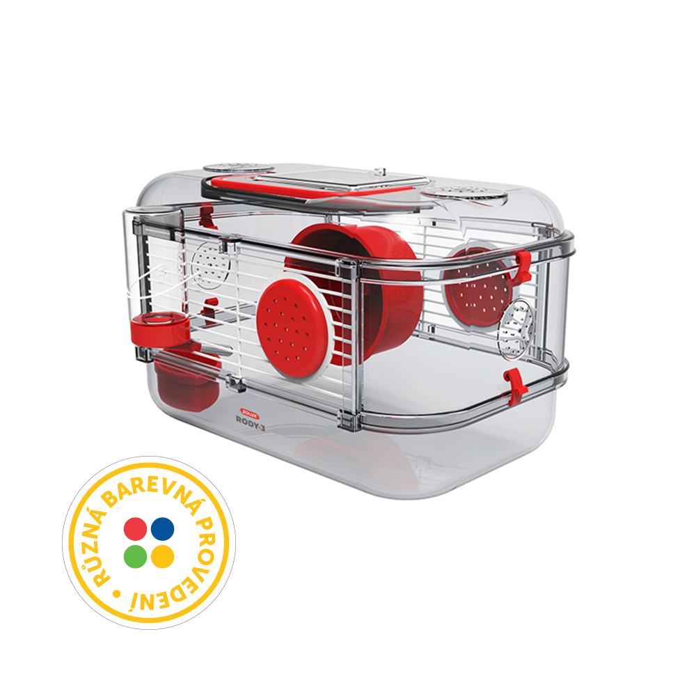 Zolux klec křeček Rody 3 MINI 33x21x18 cm Barva: Červená Obrázek