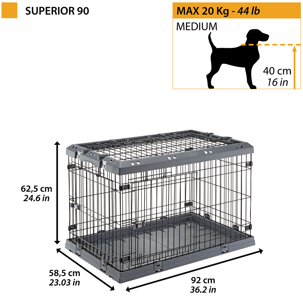 Ferplast skládací box Superior 90 pro psy šedý Obrázek