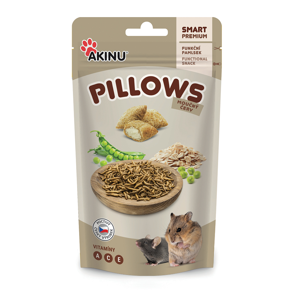 Akinu Pillows polštářky s moučným červem pro hlodavce 40g expirace
