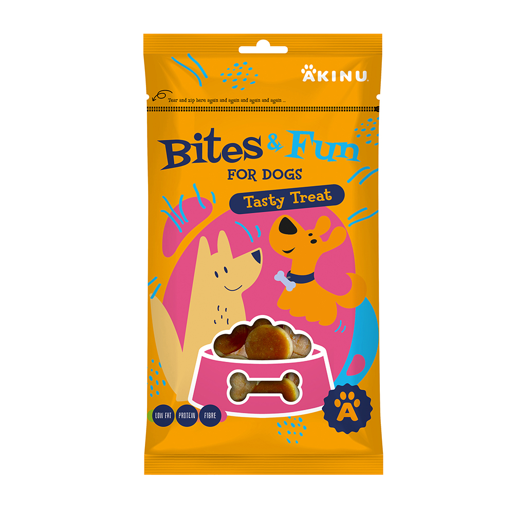 Akinu BITES & FUN Kuřecí chipsy pamlsek pro psy 85 g