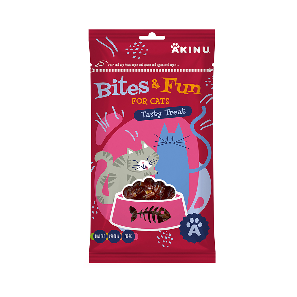 Akinu BITES & FUN Kachní stripsy pamlsek pro kočky 60 g