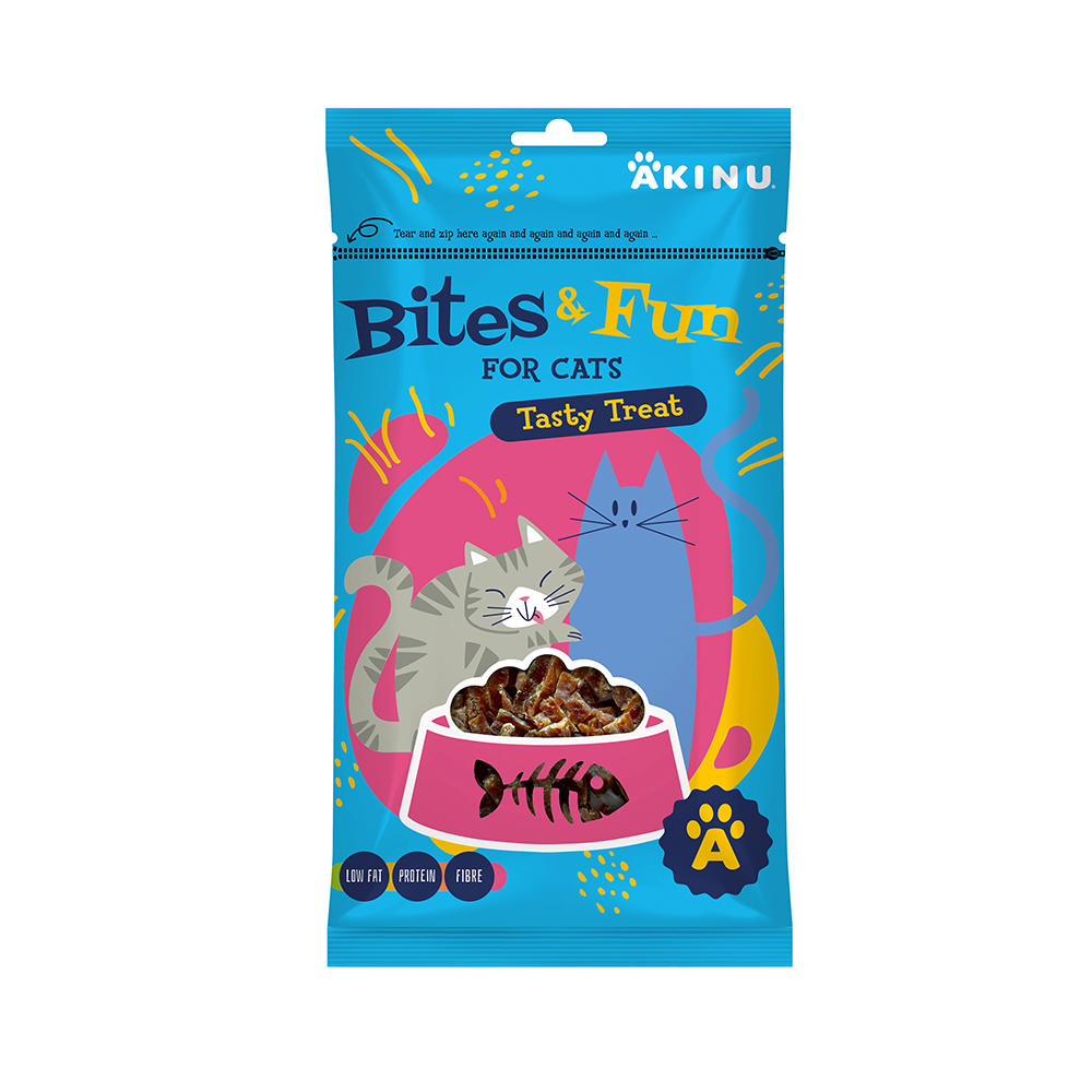 Akinu BITES & FUN Jehněčí kousky pamlsek pro kočky 60 g