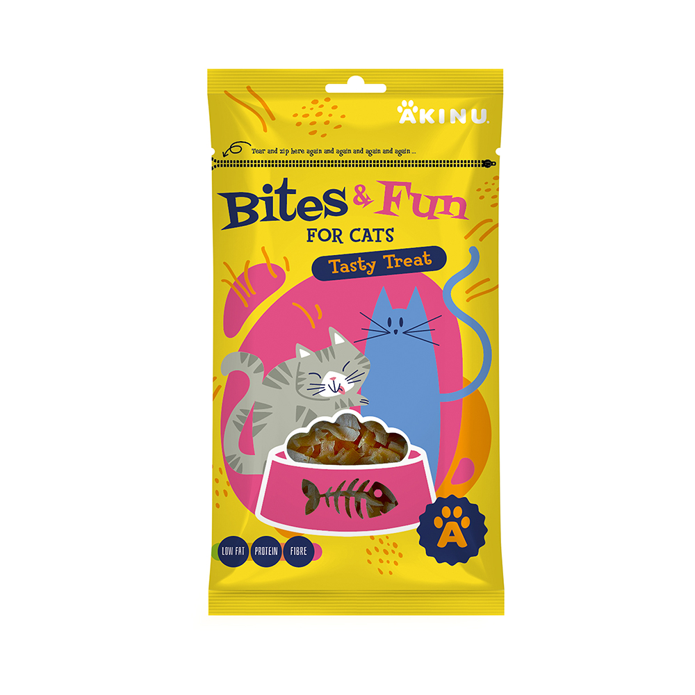Akinu BITES & FUN Kuřecí kousky pamlsek pro kočky 60 g