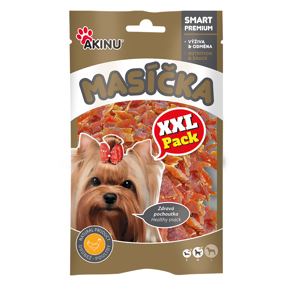 Akinu MASÍČKA Kuřecí proužky pamlsek pro psy XXL 90 g