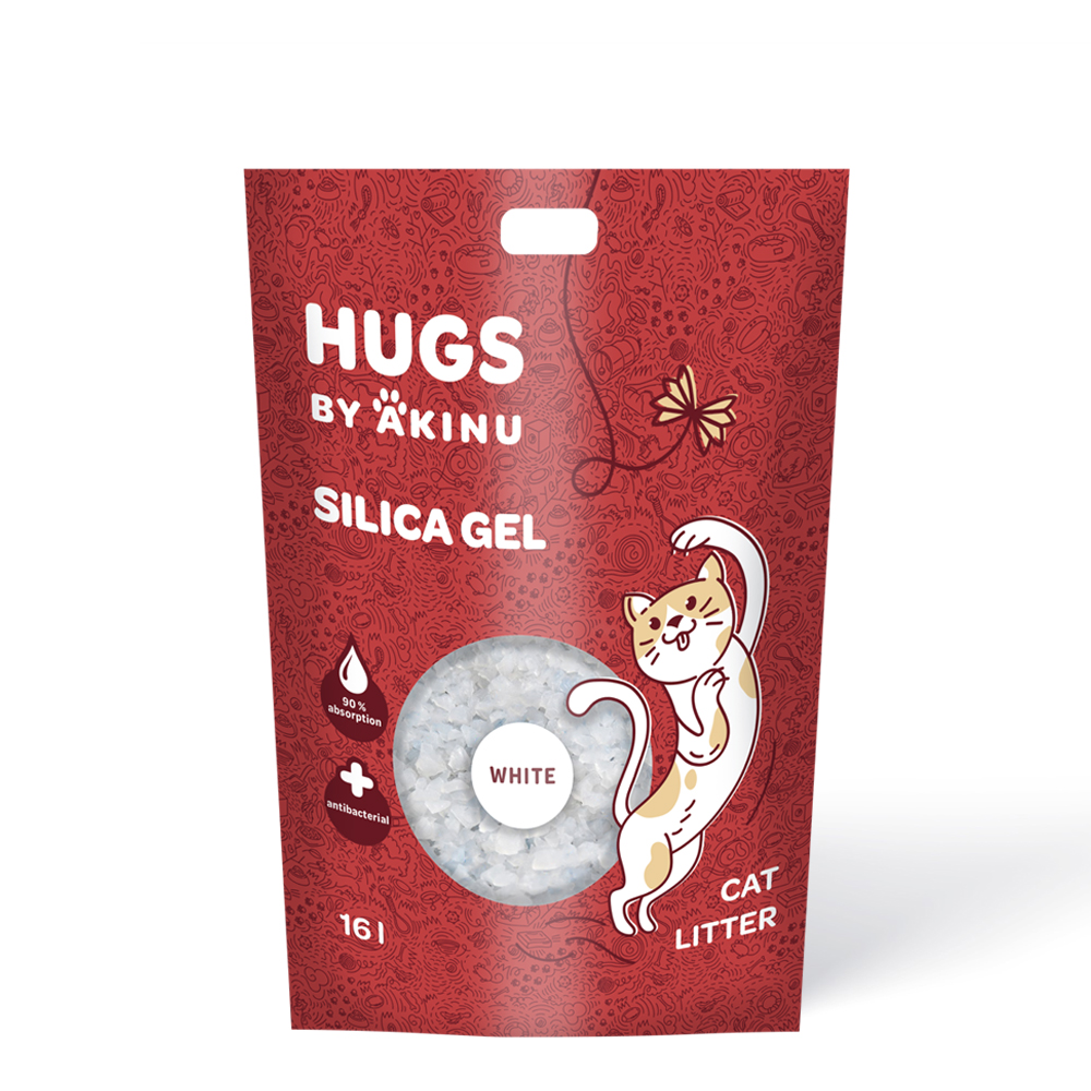 HUGS by Akinu Silika gel bílý stelivo pro kočky 16 l