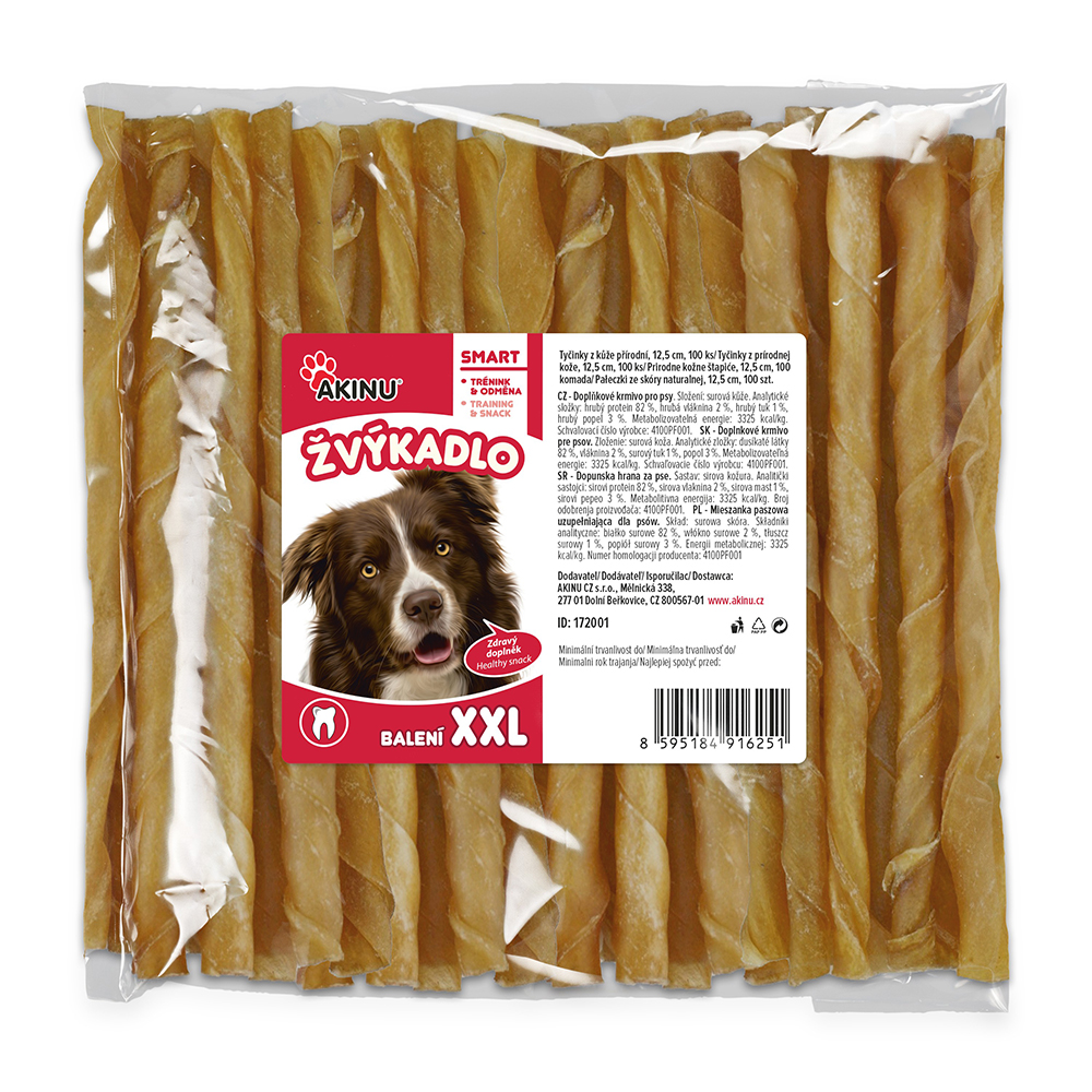 Akinu Tyčinky žvýkací přírodní z kůže pamlsek pro psy 100 ks