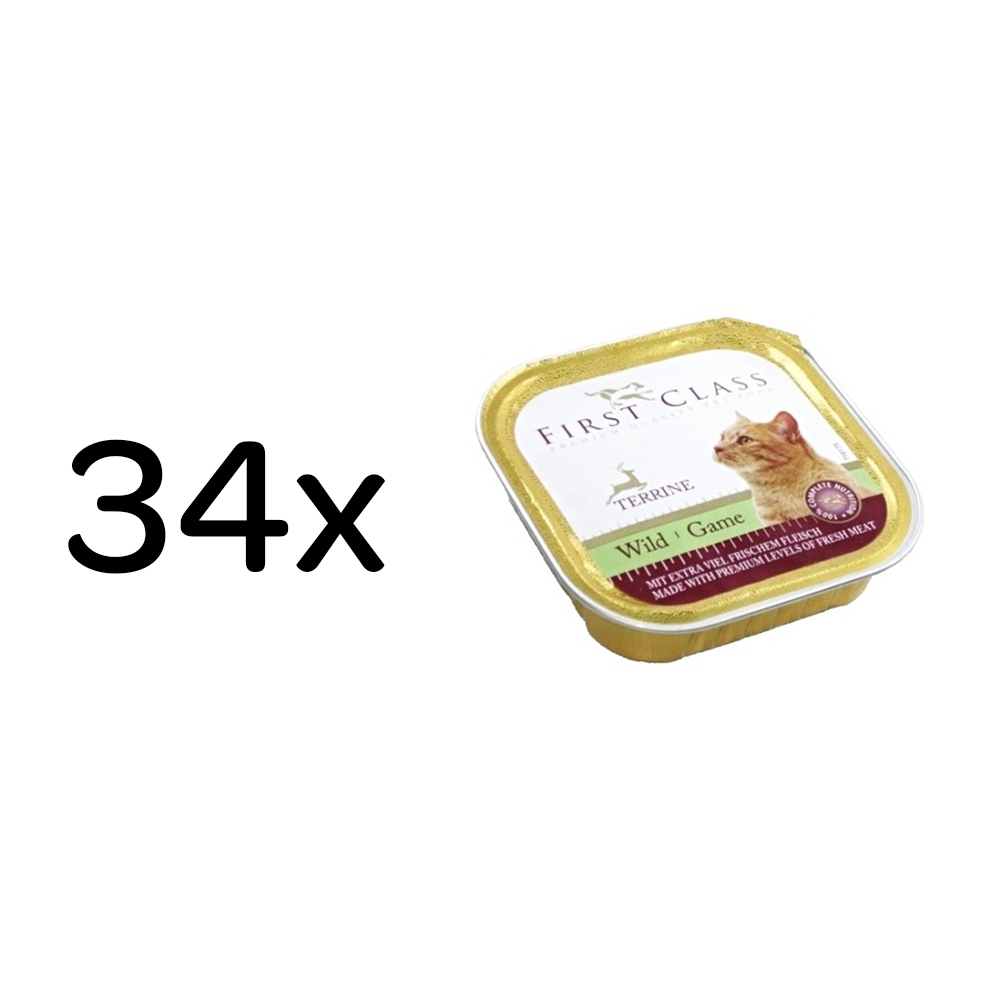 FIRST CLASS Zvěřinová paštika pro kočky 34 x 100 g