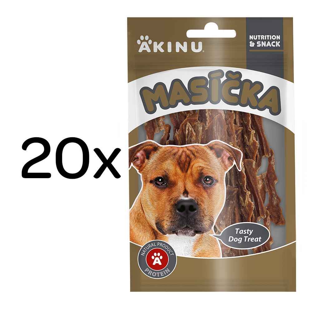 Akinu MASÍČKA Hovězí stripsy pamlsek pro psy 20 x 75 g