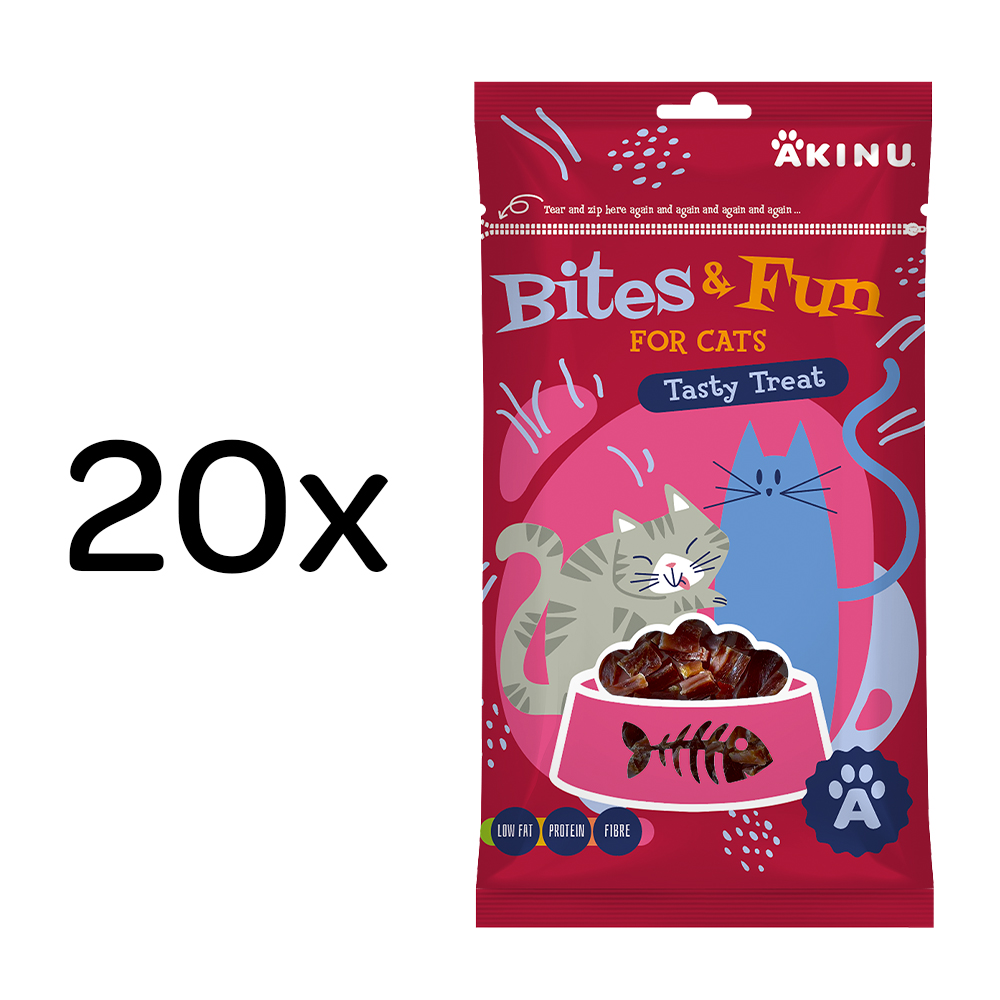 Akinu BITES & FUN Kachní stripsy pamlsek pro kočky 20 x 60 g