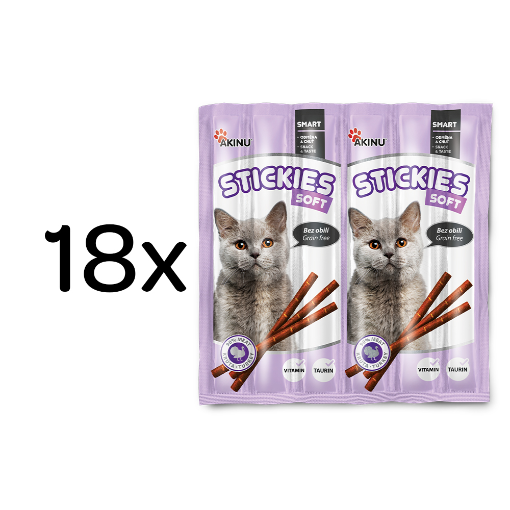 Akinu STICKIES Krůtí tyčinky pamlsek pro kočky 18 x 30 g