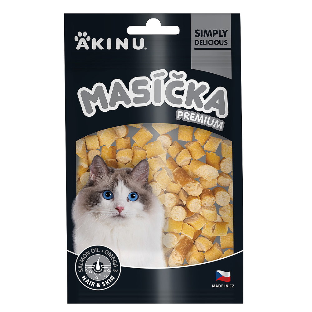Masíčka Prémium Akinu MASÍČKA PREMIUM Hair & Skin pamlsek pro kočky 50 g