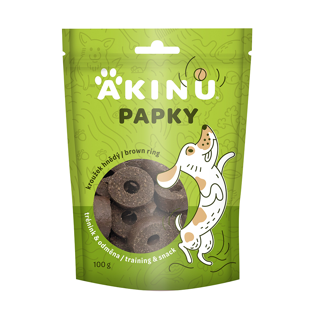 Akinu PAPKY Kroužek hnědý pamlsek pro psy 100 g