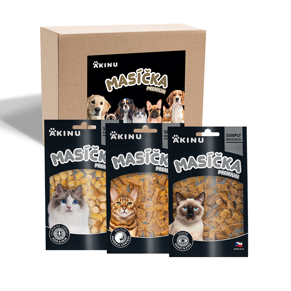 Akinu MASÍČKA PREMIUM BOX Pamlsky pro kočky