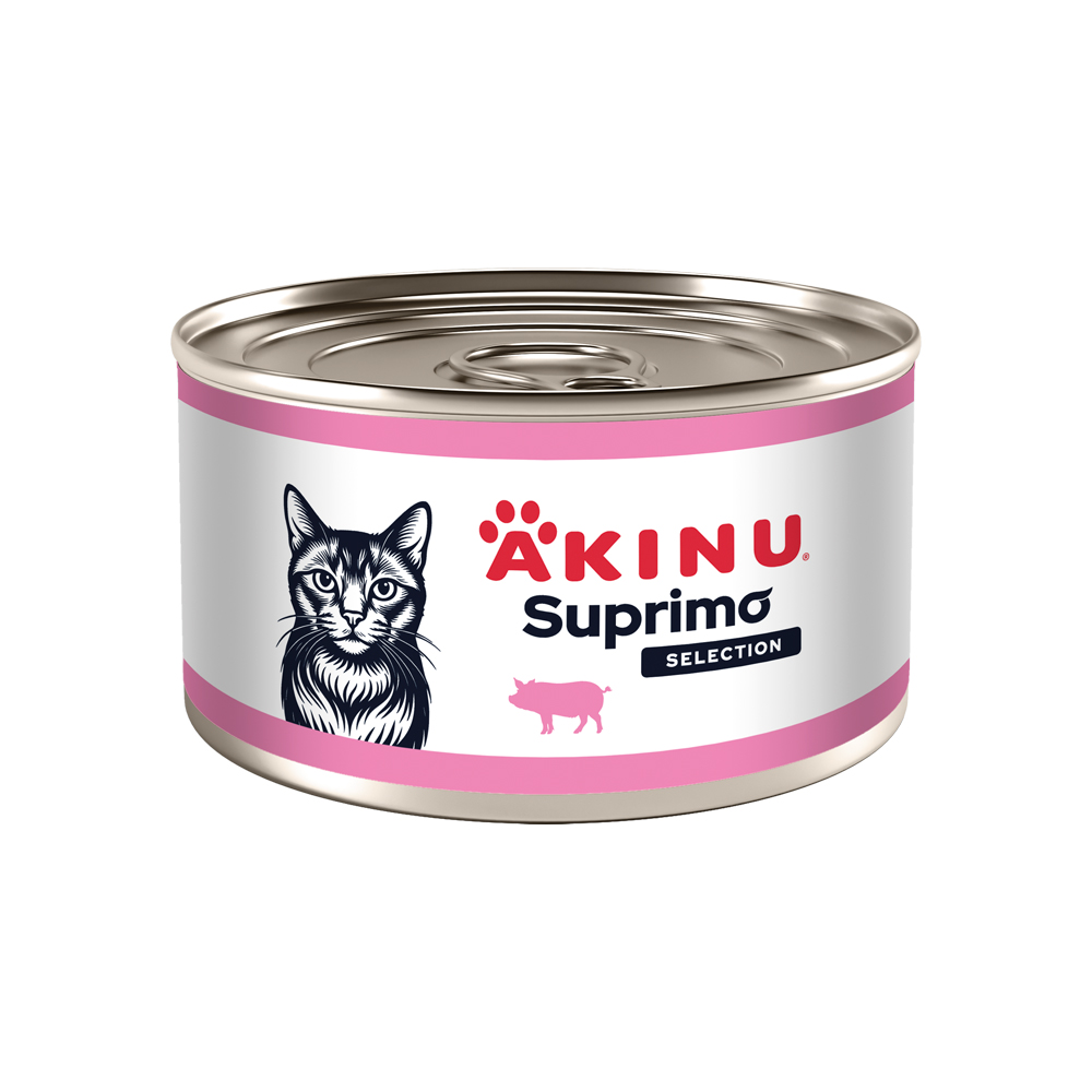 Akinu SUPRIMO SELECTION Vepř. kostky libové svaloviny konzerva pro kočky 200 g