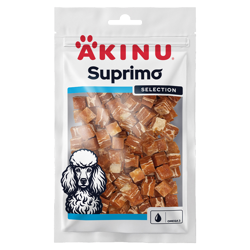 Akinu SUPRIMO SELECTION Losos kostky pamlsek pro psy mramorovaný 75 g
