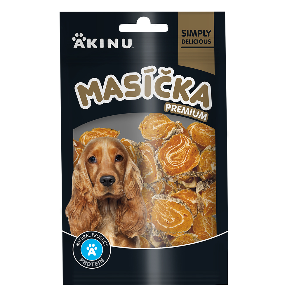 Akinu MASÍČKA PREMIUM Losos kolečka s kůží pamlsek pro psy 75 g
