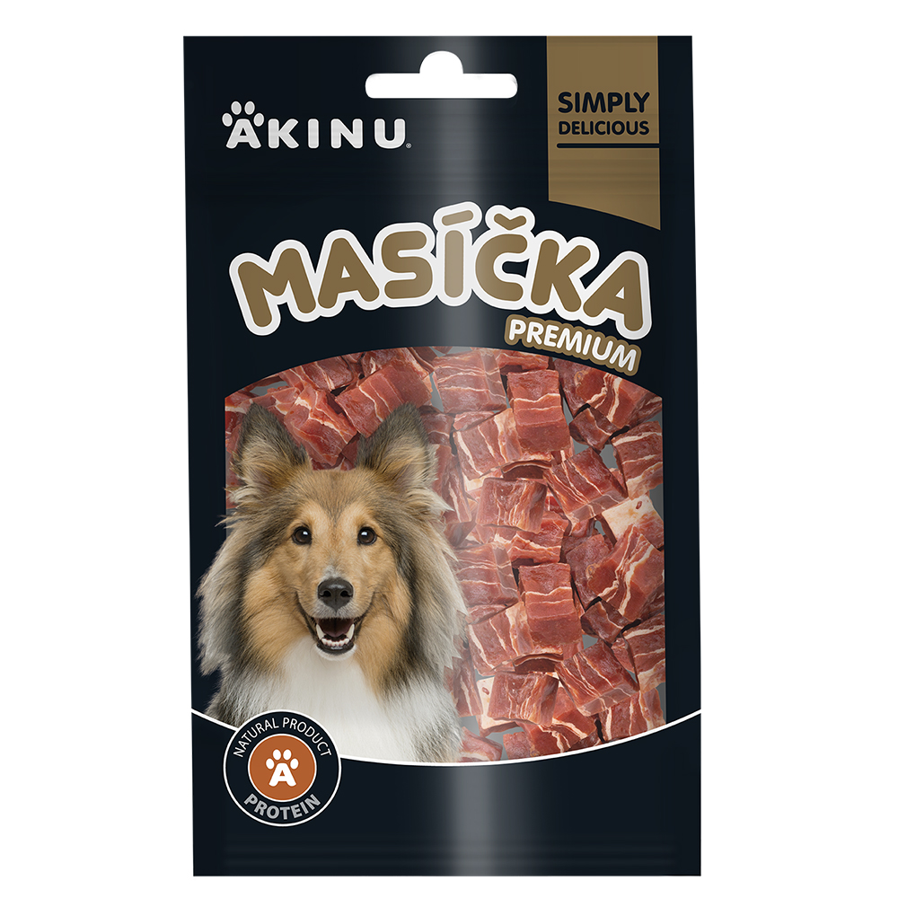 Akinu MASÍČKA PREMIUM Kachní měkké kostky pamlsek pro psy mramorovaný 75 g