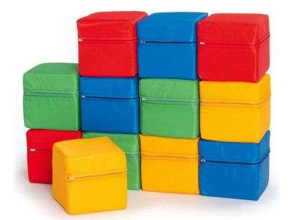 Molitanová stavebnice – kostky z koženky, 12 ks, základní barvy | aktiv.cz