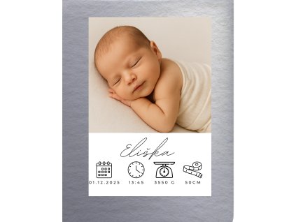 Magnet s vlastní fotografií - údaje o miminku