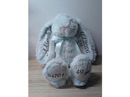 Plyšový králíček s údaji dětátka