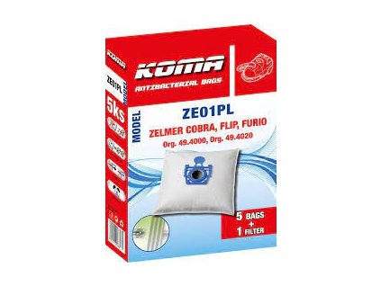 ZE01PL - Vrecká do vysávača Zelmer Cobra, Flip, Furio s plastovým čelom