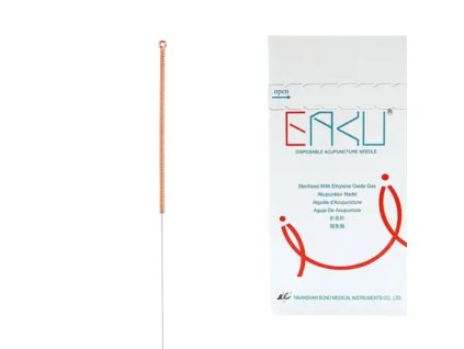 Akupunktúrne ihly - EAKU - medená rukoväť - balené s 1 ihlou bez vodiča - 100 ks. (VEĽKOSŤ IHLY 0,16 x 15 mm)