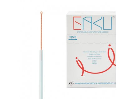Akupunktúrne ihly - EAKU - medená rukoväť - balené s 1 ihlou v návode - 100 ks. (VEĽKOSŤ IHLY 0,16 x 15 mm)