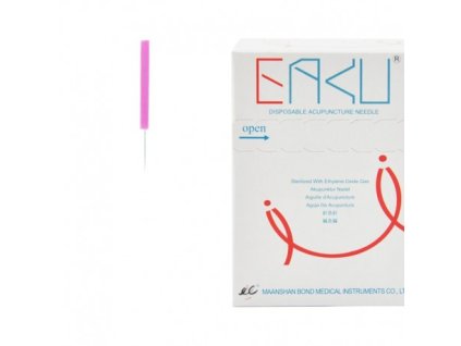 Akupunktúrne ihly - EAKU - plastová rukoväť - balené s 5 ihlami bez vodidla - 100 ks. (VEĽKOSŤ IHLY 0,16 x 13 mm)