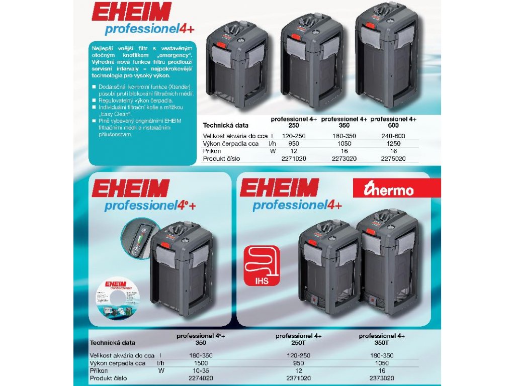 Vnější Filtr EHEIM Professionel 4+ 350 S Náplní 1050l/h