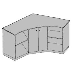 Skříňka rohová DELTA prohnutá 85x85x70