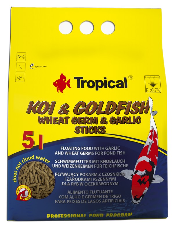 TROPICAL POND Koi& Goldfish Wheat Germ & Garlic Sticks 5L / 400g