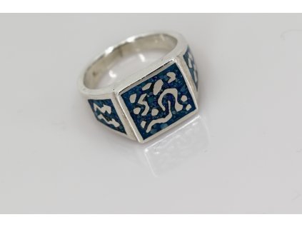 Stříbrný prsten Ceri 188 – Ag 925/1000, modrý smalt, originální design