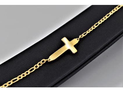 Dámský náramek z pozlacené chirurgické oceli s křížkem – spojení elegance, duchovní symboliky a moderního designu.