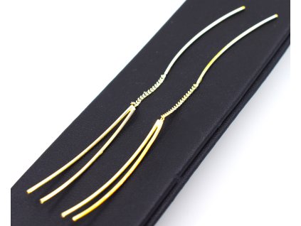 Stříbrné řetízkové náušnice Gold Jorka – zlacené visací náušnice pro volnost a ležérní eleganci (Ag 925, délka 10 cm)
