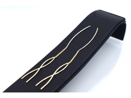 Dámské provlékací zlacené náušnice Pima – elegantní dlouhé řetízkové šperky (Ag 925, česká výroba, moderní design)