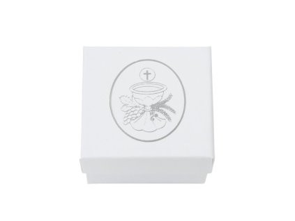 Bílá dárková šperková krabička na prsten a náušnice, elegantní papírové balení.