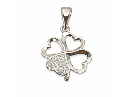 Stříbrný přívěsek čtyřlístek s krystaly z rhodiovaného stříbra 925