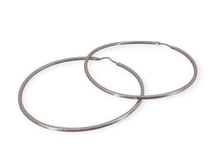 Velké stříbrné kruhové náušnice – Ag 925/1000, rhodiované, Ø 6,5 cm, ≤ 7,49 g