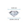 Technický obrázek přírodního diamantu 2,50 mm (0,06 ct, SI1, G) s vyznačenými rozměry