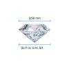 Technický obrázek přírodního diamantu 3,5 mm (0.17 ct, SI1, G–H) s vyznačenými rozměry a briliantovým brusem.