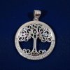 Stříbrný přívěsek Strom života – barevné zirkony, tmavě modré pozadí