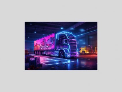 Akvarelový kamion s neonem