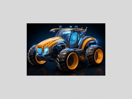 Cybernetický Traktor v Oranžové a Modré