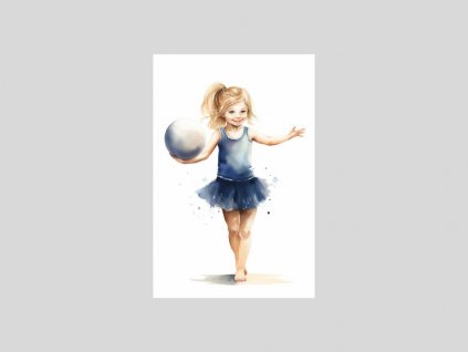 Baletka s míčem v akvarelu
