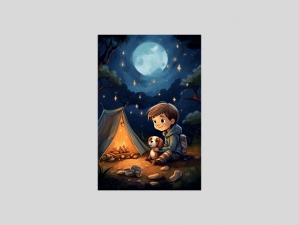 Akvarelová noc pod hvězdami